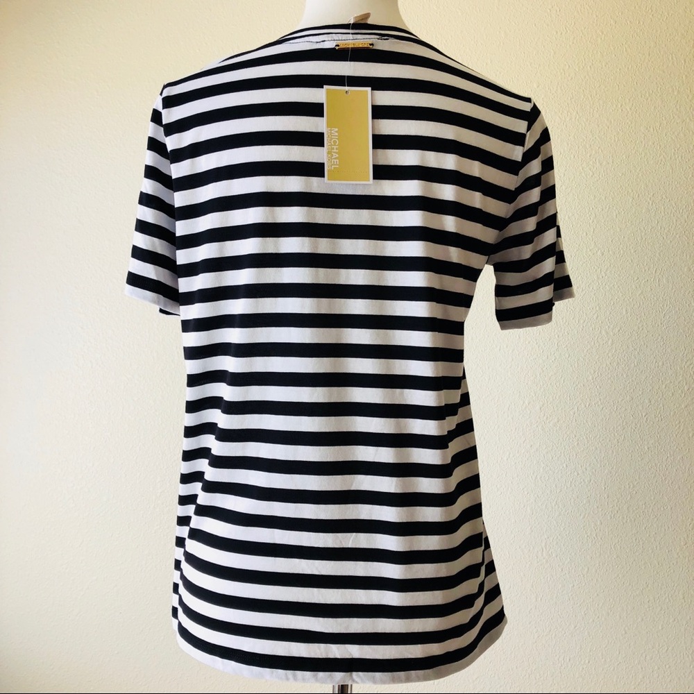 MICHAEL Michael Kors Black Stripe Front Tie Top - Picture 2 of 5
